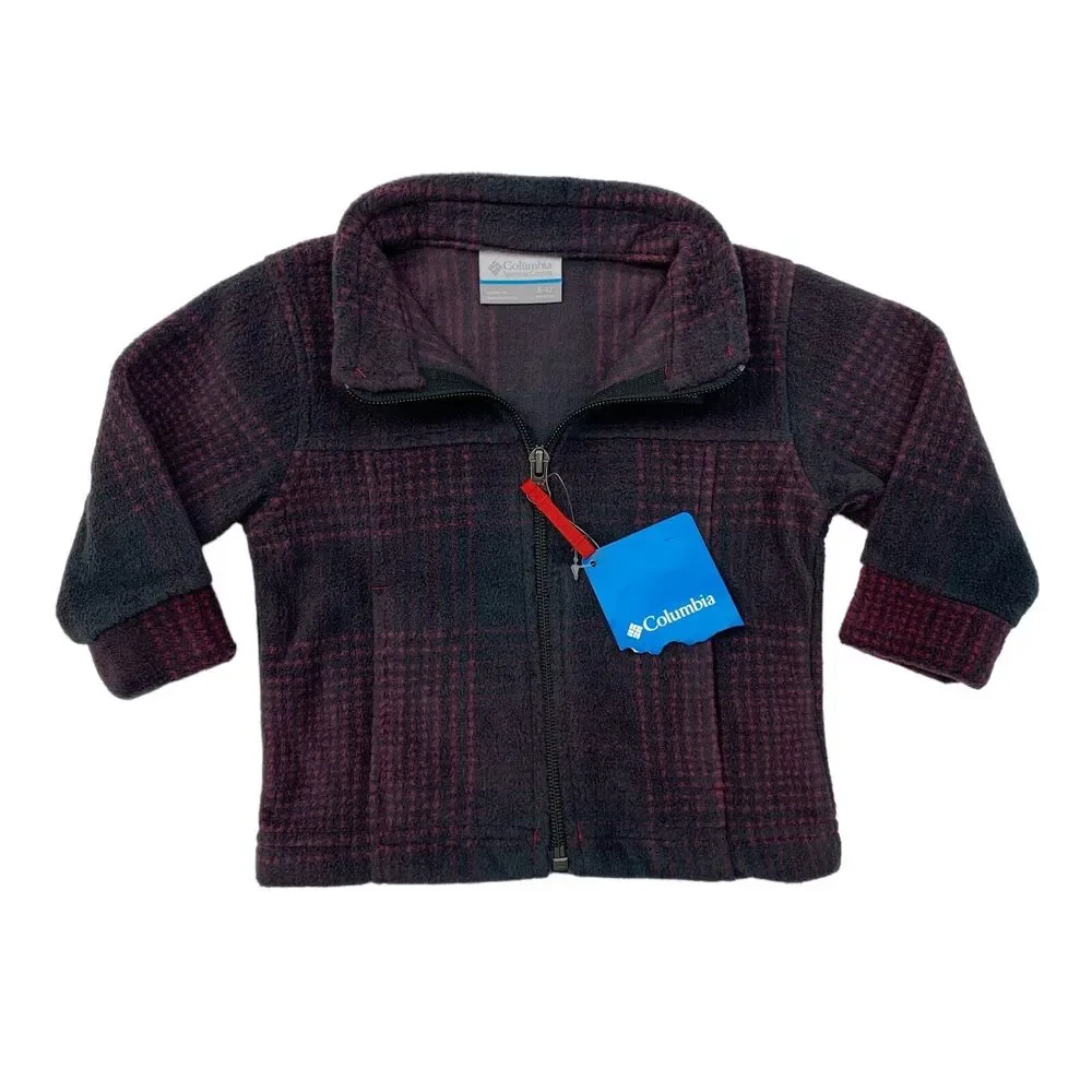 Columbia Jacket Youth Toddler 6-12‎ Month Gray Pink Zing III Fleece Zip Up Plaid